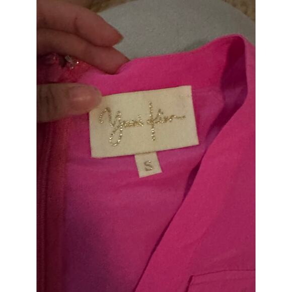 Yumi Kim Utility Silk Belted Romper Playsuit Hot Pink V-Neck Size Small EUC - Picture 4 of 9